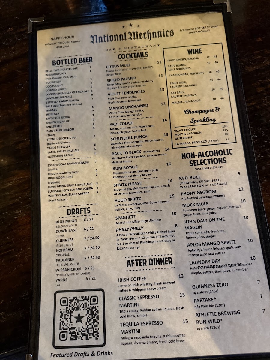 National Mechanics Bar and Restaurant Menu - Image 2