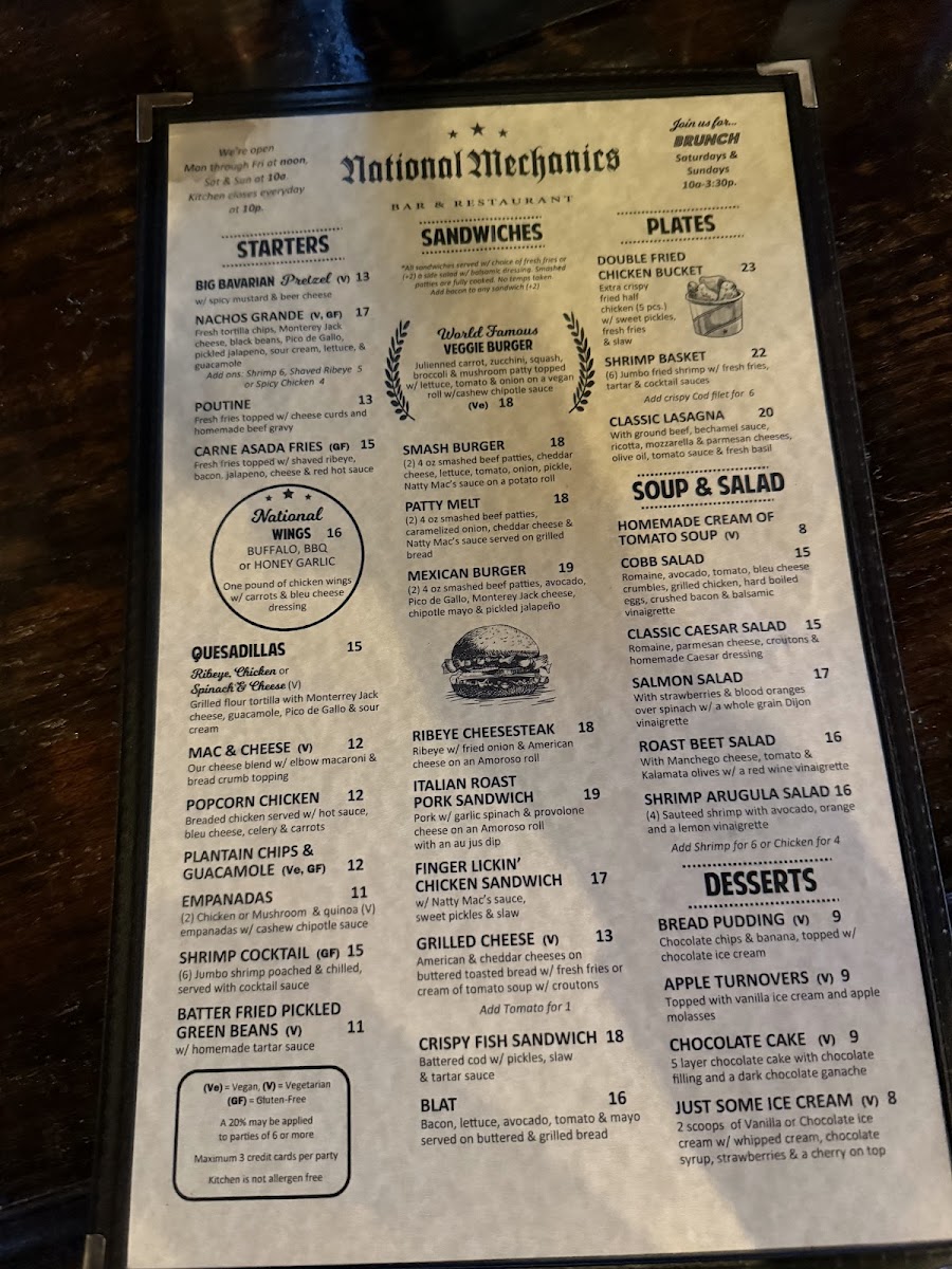National Mechanics Bar and Restaurant Menu - Image 3