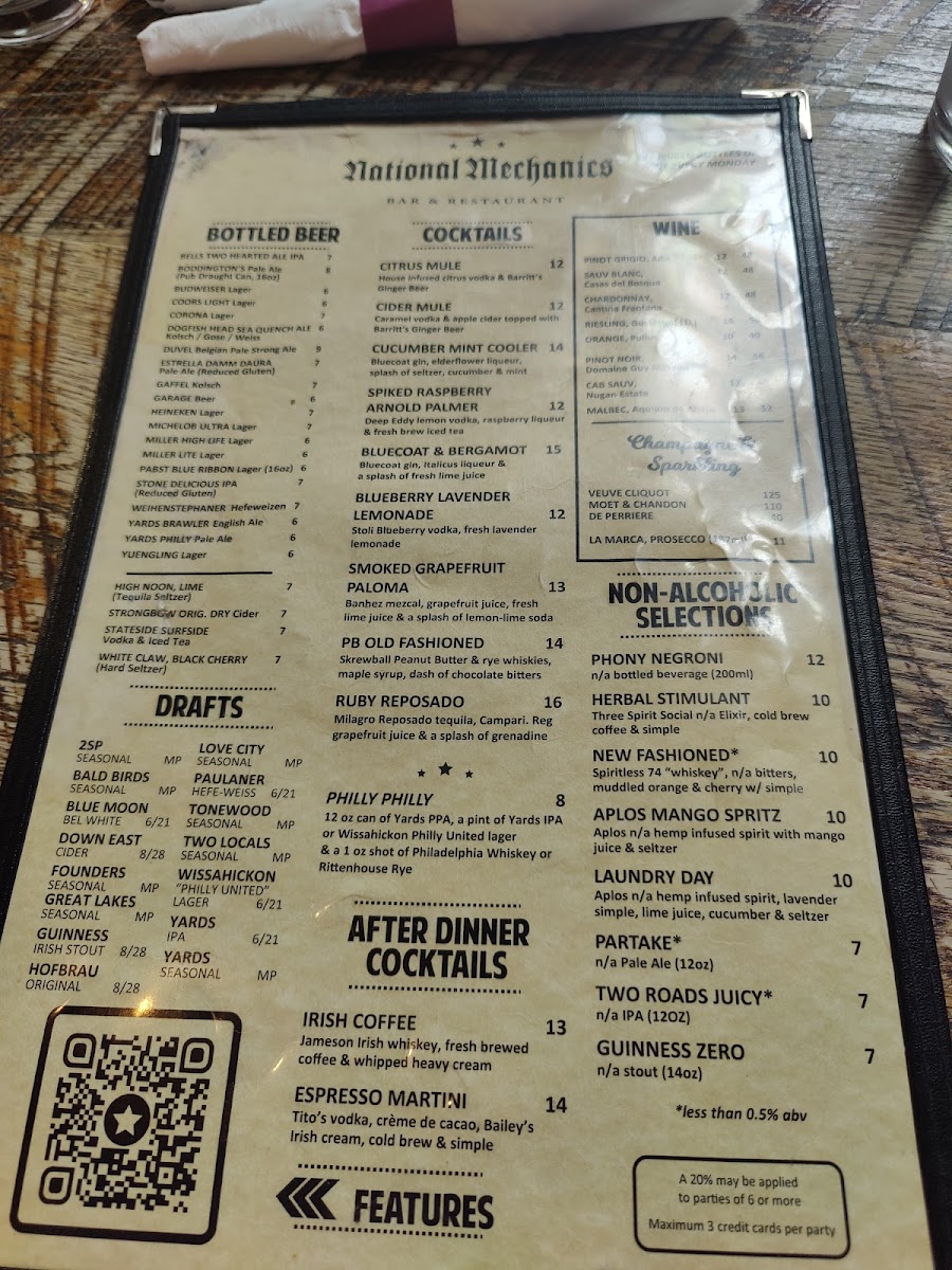 National Mechanics Bar and Restaurant Menu - Image 4